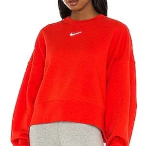 Nike bright red fleece crew sweatshirt
